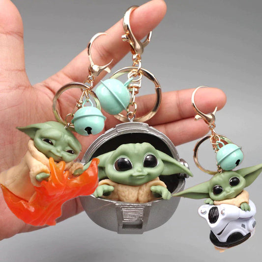 Disney Baby Yoda Keychain Yoda Model Keychain Kawaii Cartoon Pendant Keyring Anime Figure Key Chain for Kids Toy Gift