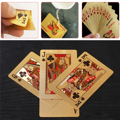 24K Gold Playing Cards Poker Game Deck Gold Foil Poker Set Plastic Magic Card Waterproof Cards Magic