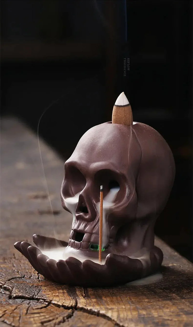 Skull Head Halloween Home Decoration Backflow Incense Burner