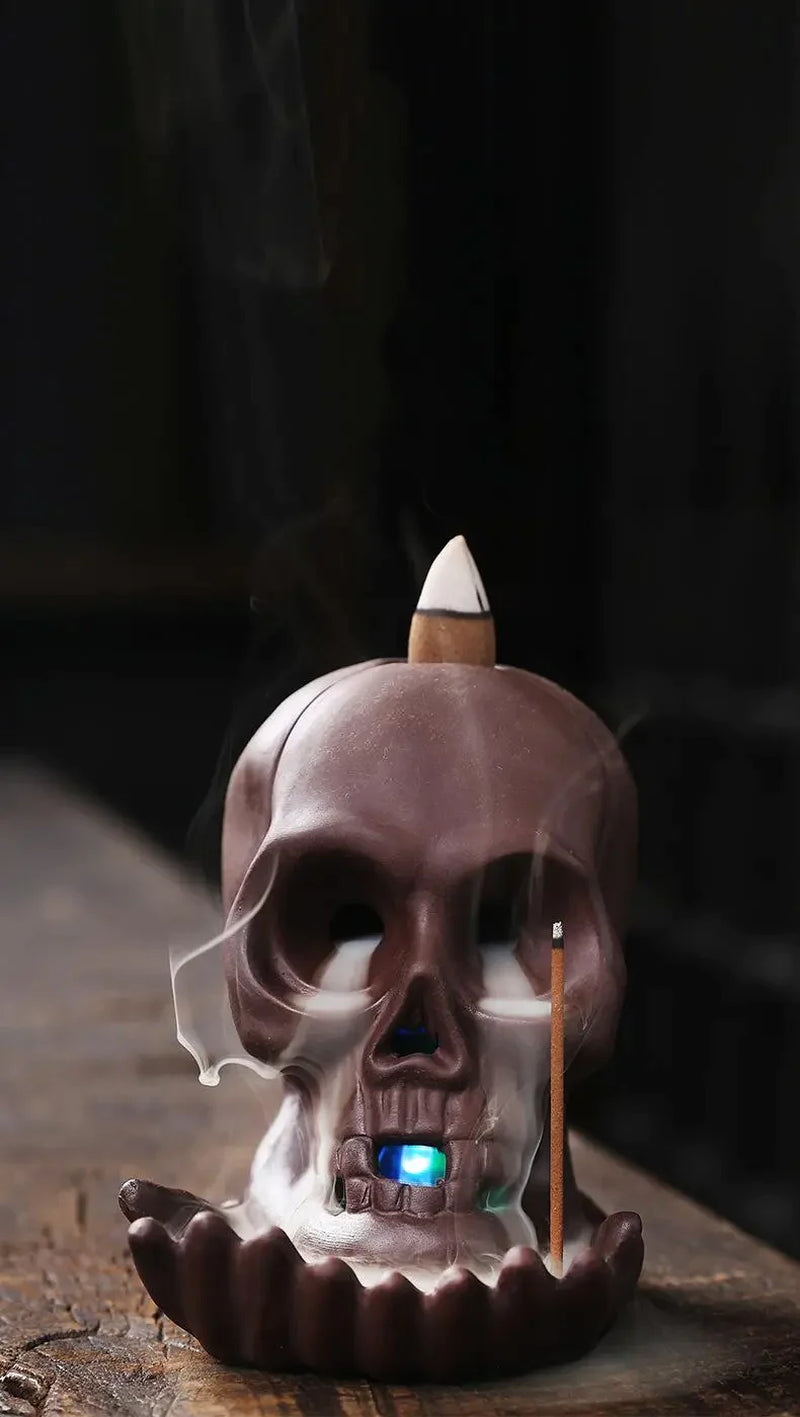 Skull Head Halloween Home Decoration Backflow Incense Burner