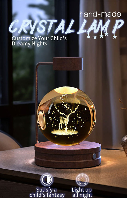 Crystal Ball Cosmic Dinosaur Indoor Night Light USB Power Warm Bedside Light Birthday Gift Night Lamp